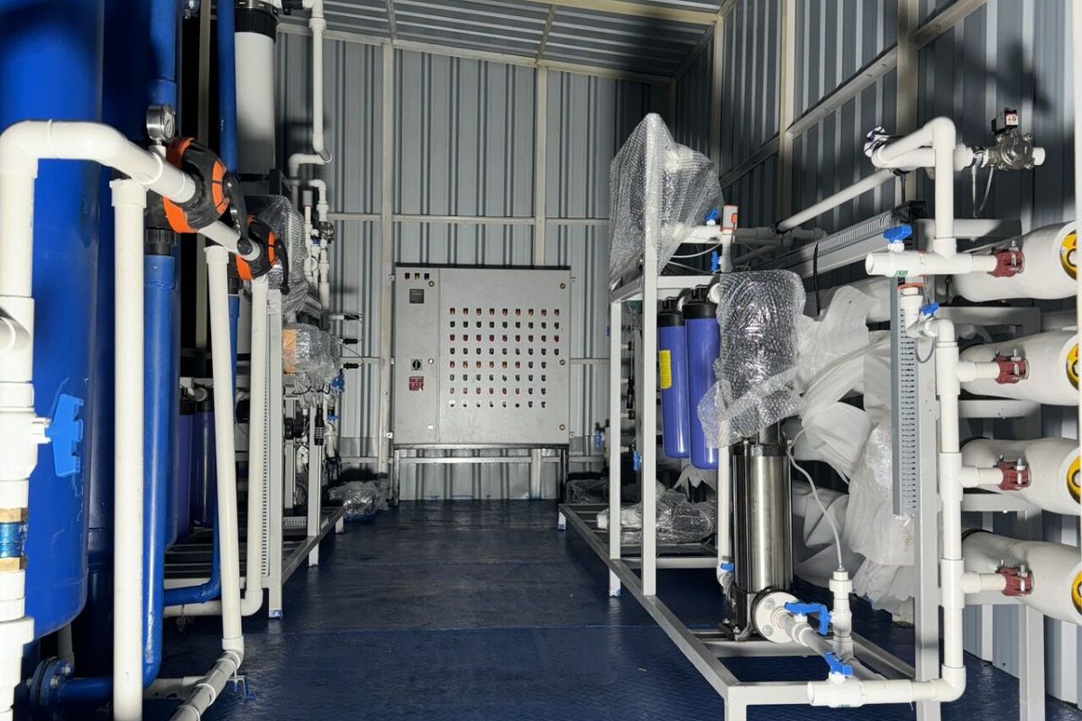 Containerised treatment plant plumbed and wired for site delivery